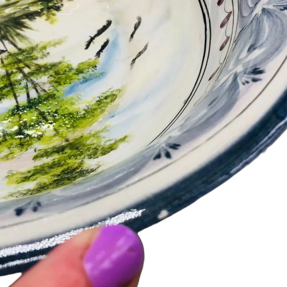 2‎ Bricolarte Portugal Ceramic Hand Painted Pasta Bowls Serving Signed Fernanda